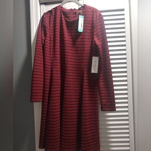 Hutch Stitch Fix Red and Black Striped Long Sleeve Dress / Size Medium / Nwt
